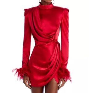 New BRONX AND BANCO Nadine Feather Cuff Mini Dress Size Medium